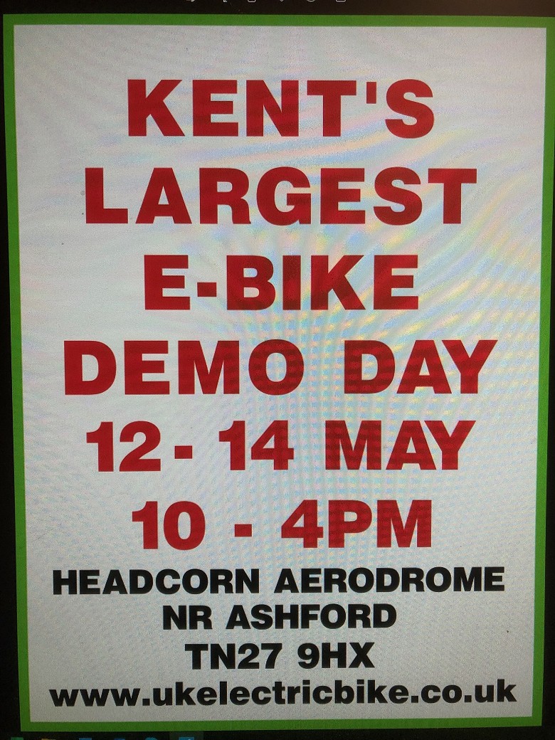 May 12 - 14:  Kent's biggest electric bike demo day here at UK Electric Bike Centre!